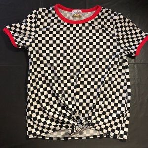 Checkered tied front crop top